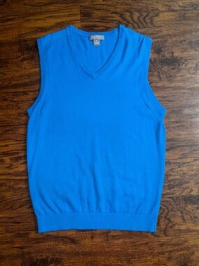 Daniel Cremieux V-Neck Sweater Vest 100% Supima Cotton Bright Royal Blue Knit